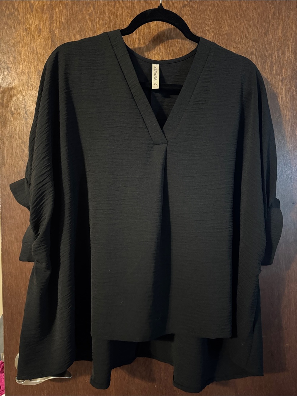 Eileen Fisher Black V-Neck Textured Tunic